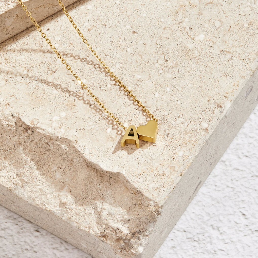 Original Heart & Letter Gold Necklace