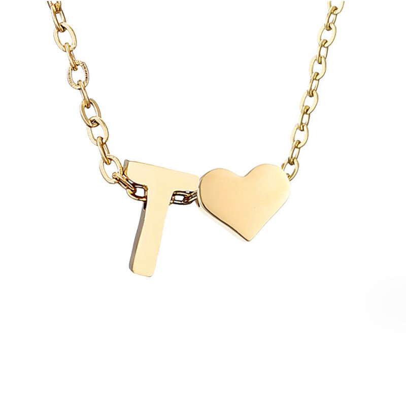 Original Heart & Letter Gold Necklace