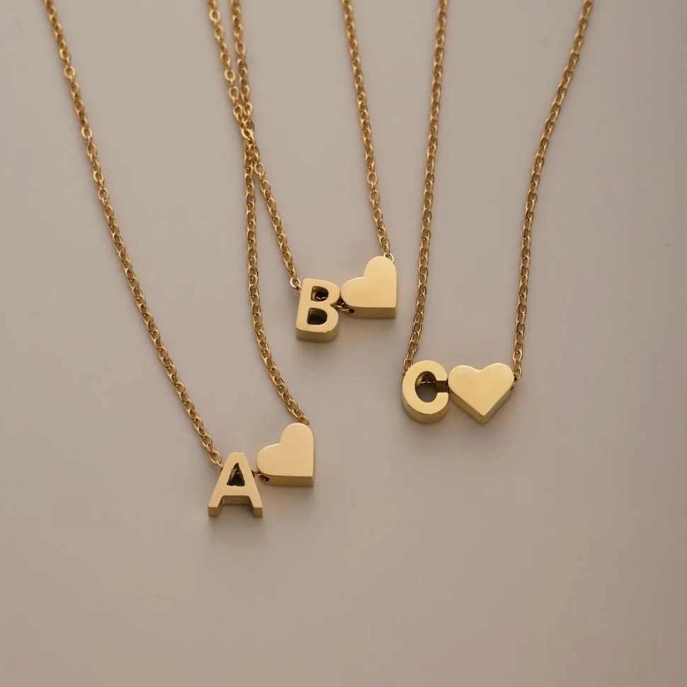 Original Heart & Letter Gold Necklace