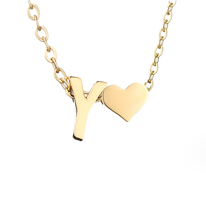 Original Heart & Letter Gold Necklace