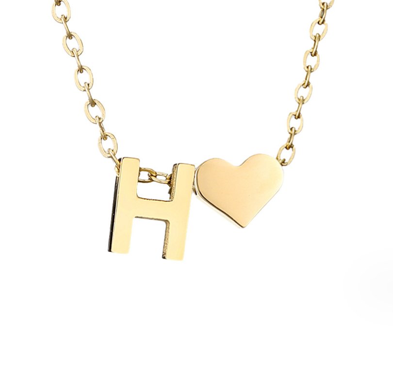 Original Heart & Letter Gold Necklace