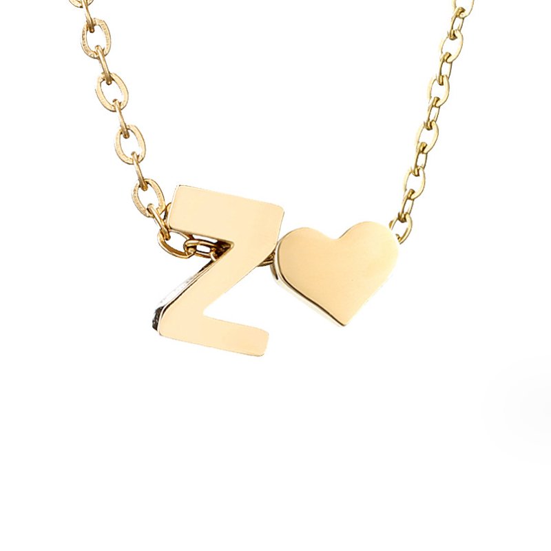 Original Heart & Letter Gold Necklace