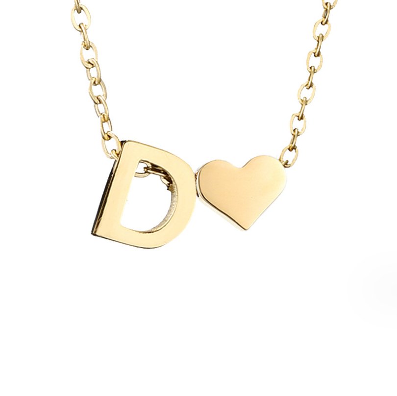 Original Heart & Letter Gold Necklace