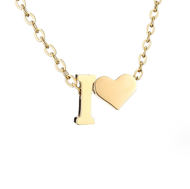 Original Heart & Letter Gold Necklace