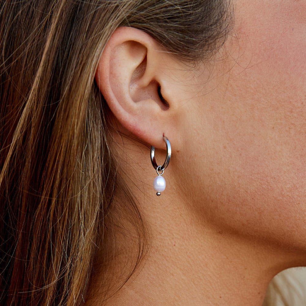 Freshwater Pearl Delphine Silver Hoop Earrings