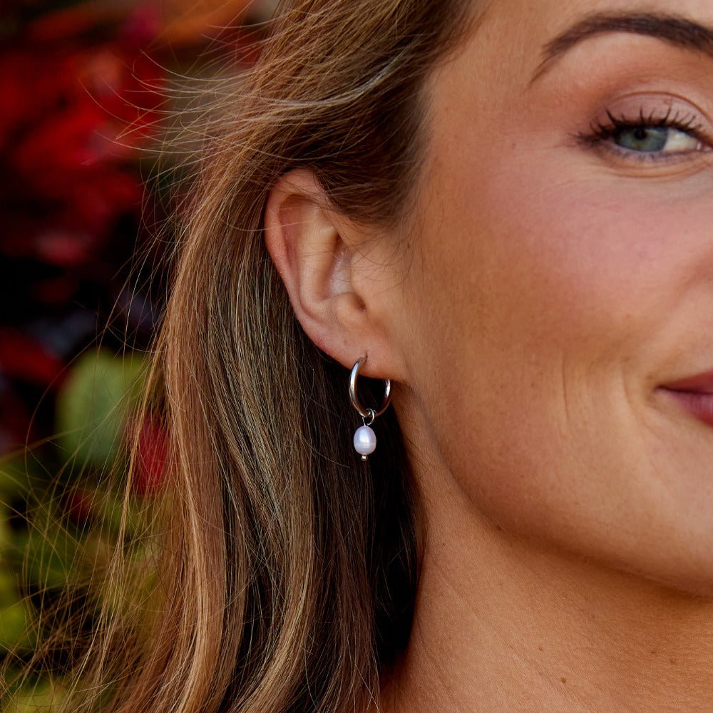 Freshwater Pearl Delphine Silver Hoop Earrings