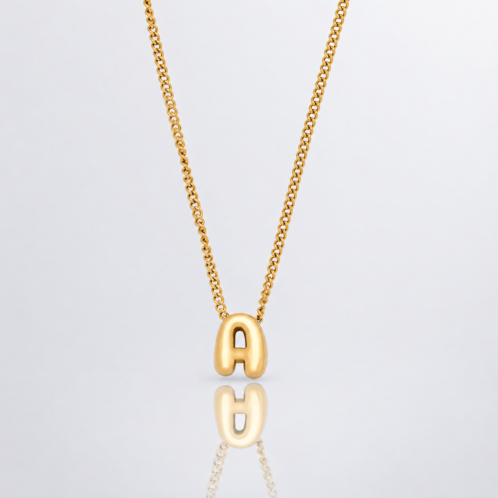 Bubble Initial Charm Necklace