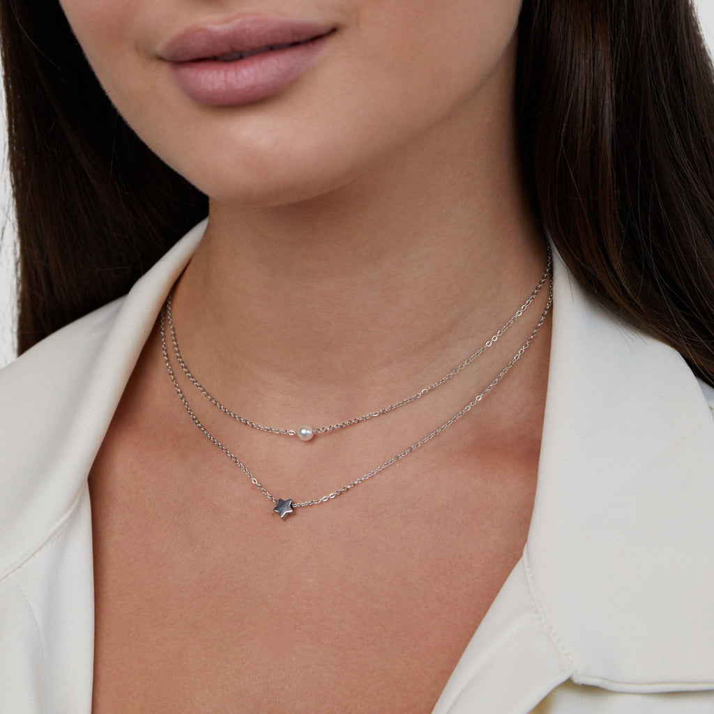Noa Layered Silver Necklace