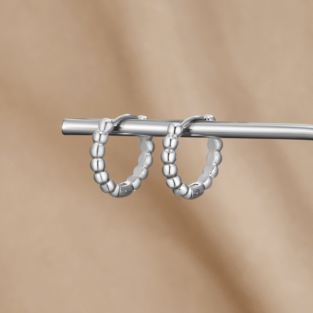 Alba Silver Bead Hoop Earrings