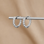 Alba Silver Bead Hoop Earrings