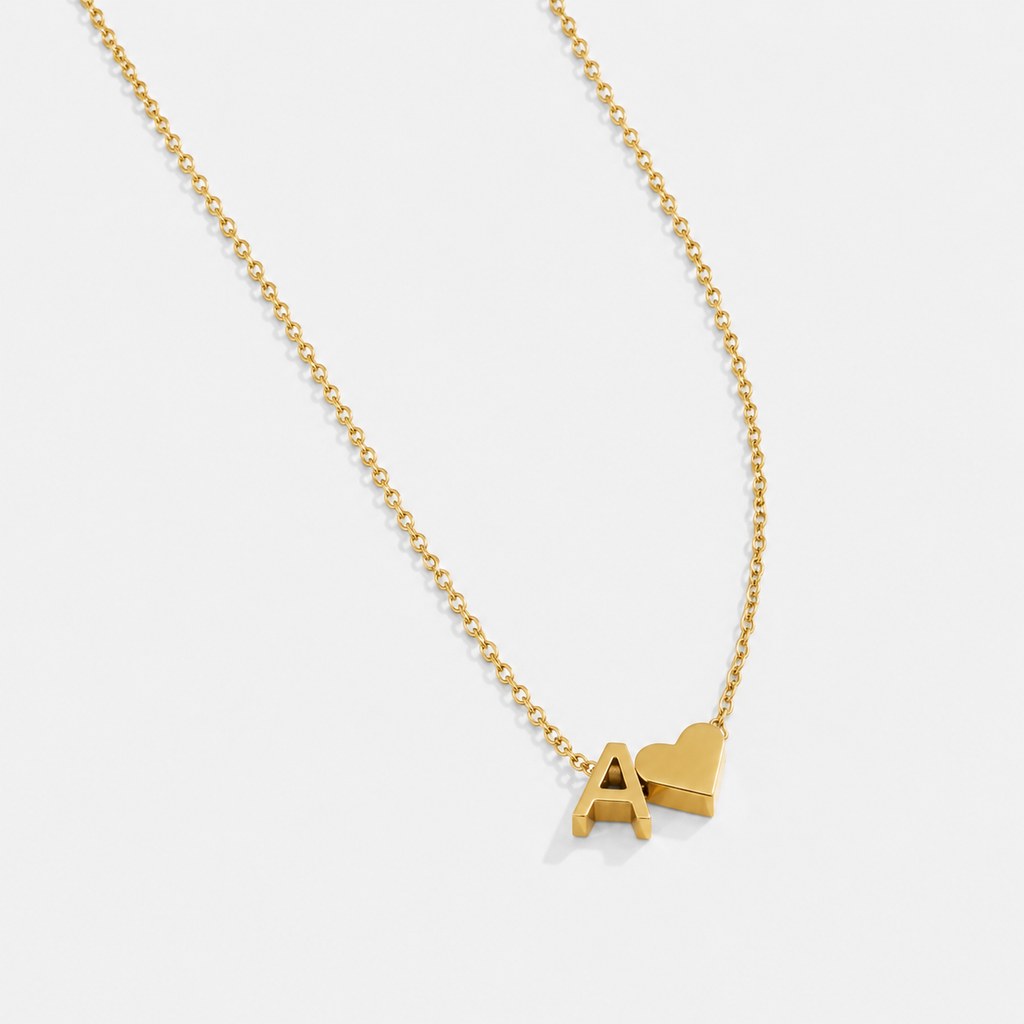 Original Heart & Letter Gold Necklace