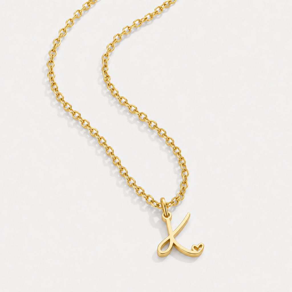 Gold Letter Heart Necklace