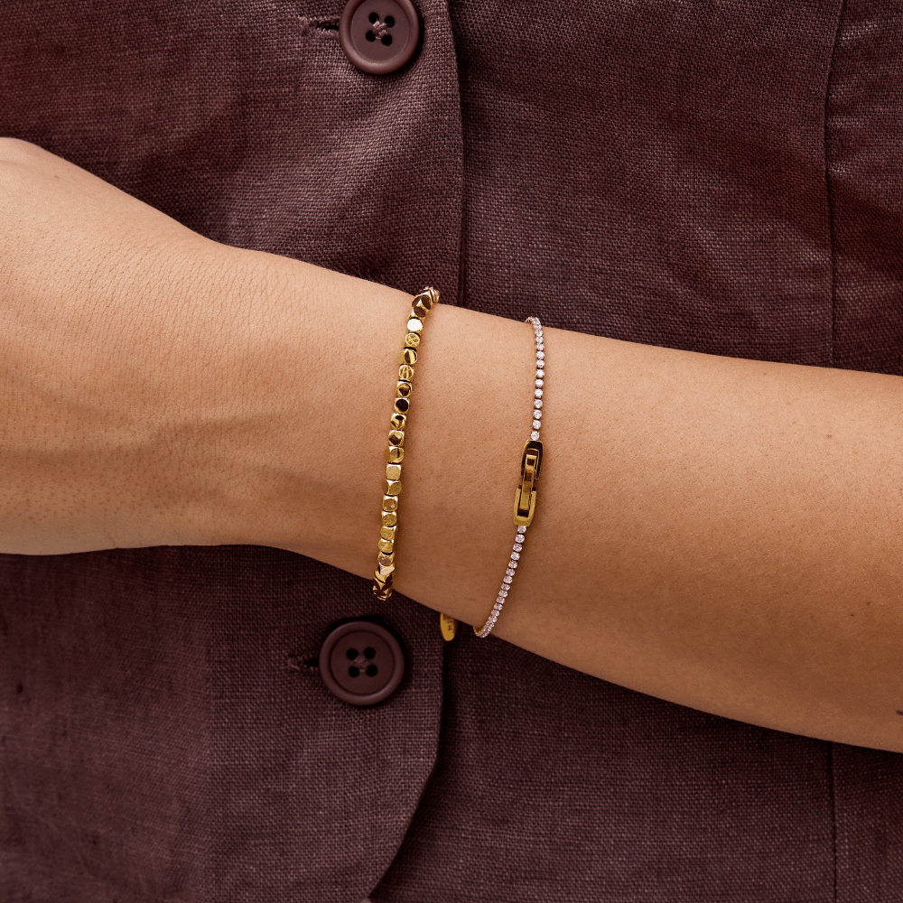 La Mirelle 18K Gold Cube Bracelet