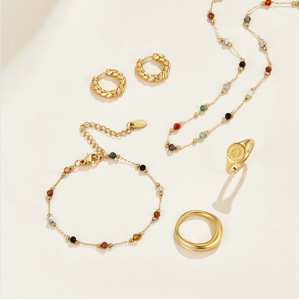 Elysia Beaded Stone Necklace