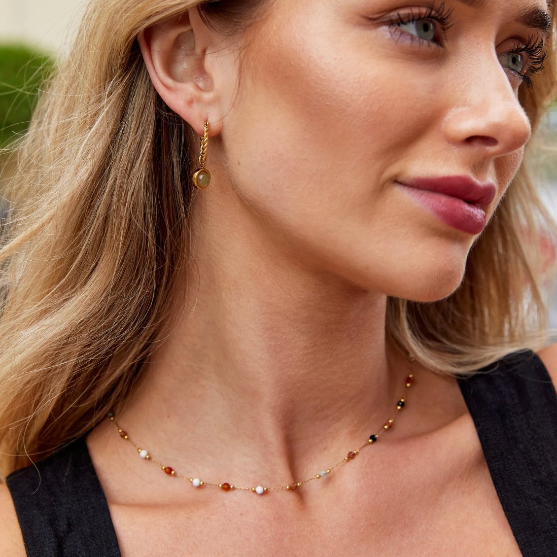 Elysia Beaded Stone Necklace