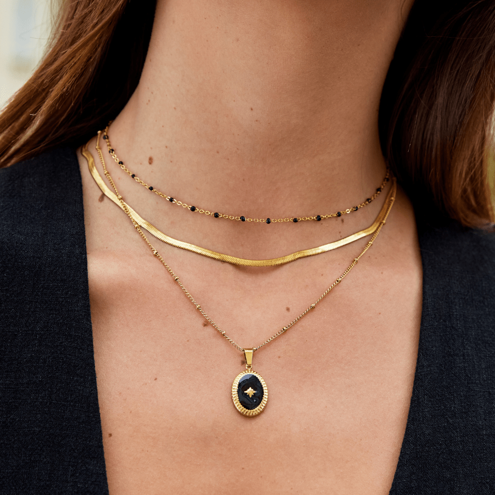 Black Beaded Necklace