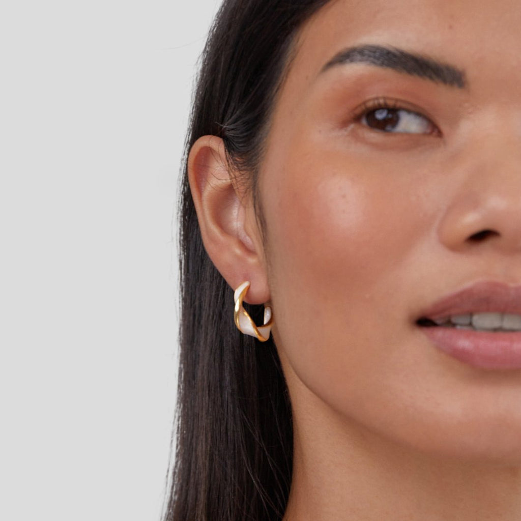 Pearl Twisting Hoop Earrings