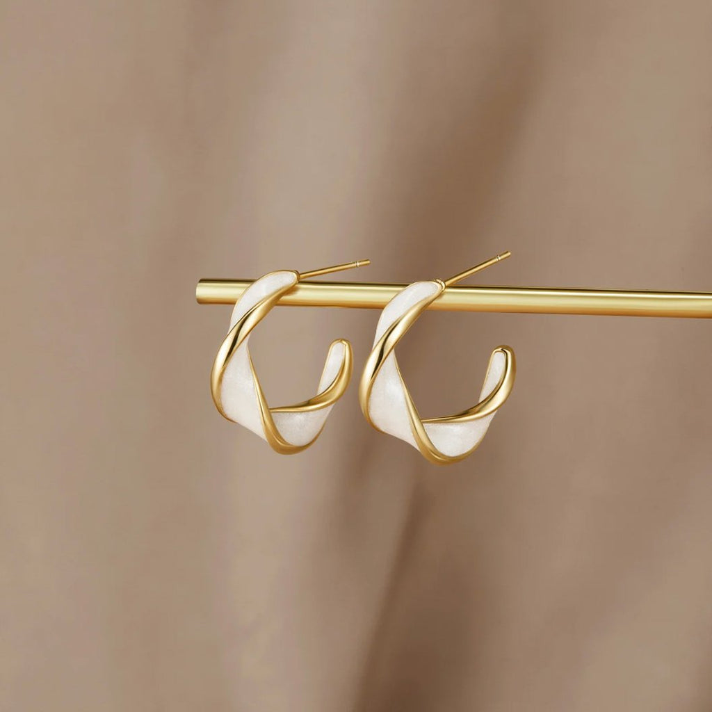 Pearl Twisting Hoop Earrings