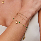 Gold Shell & Green Bead Bracelet