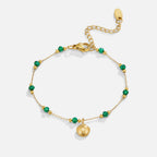 Gold Shell & Green Bead Bracelet