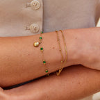 Gold Shell & Green Bead Bracelet