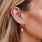 Pink Freshwater Pearl Bella Hoop Earrings