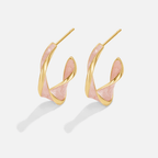 Pink Pearl Twisting Hoop Earrings