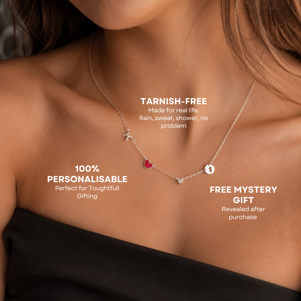 Initial Heart Necklace with Birthstone and Zodiac Sign