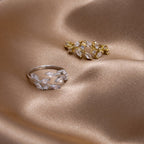 Silver Crystal Vine Ring