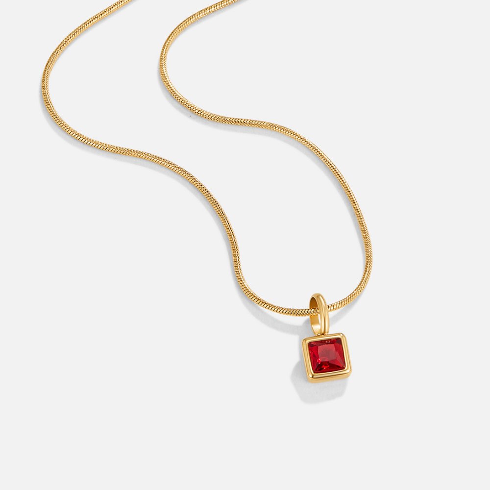 Squared Birthstone Necklace