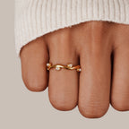 Waved Pearl 18K Gold Ring