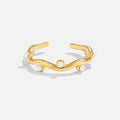 Waved Pearl 18K Gold Ring
