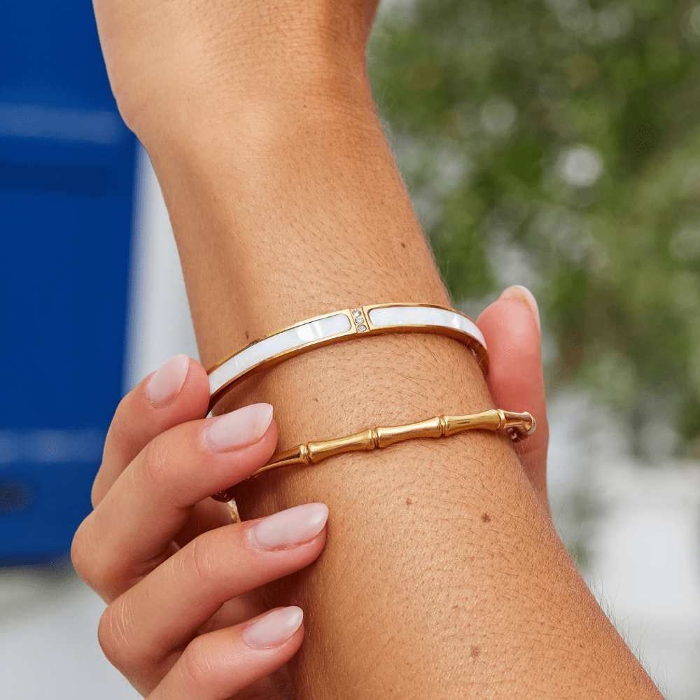 White Sky Gold Bangle