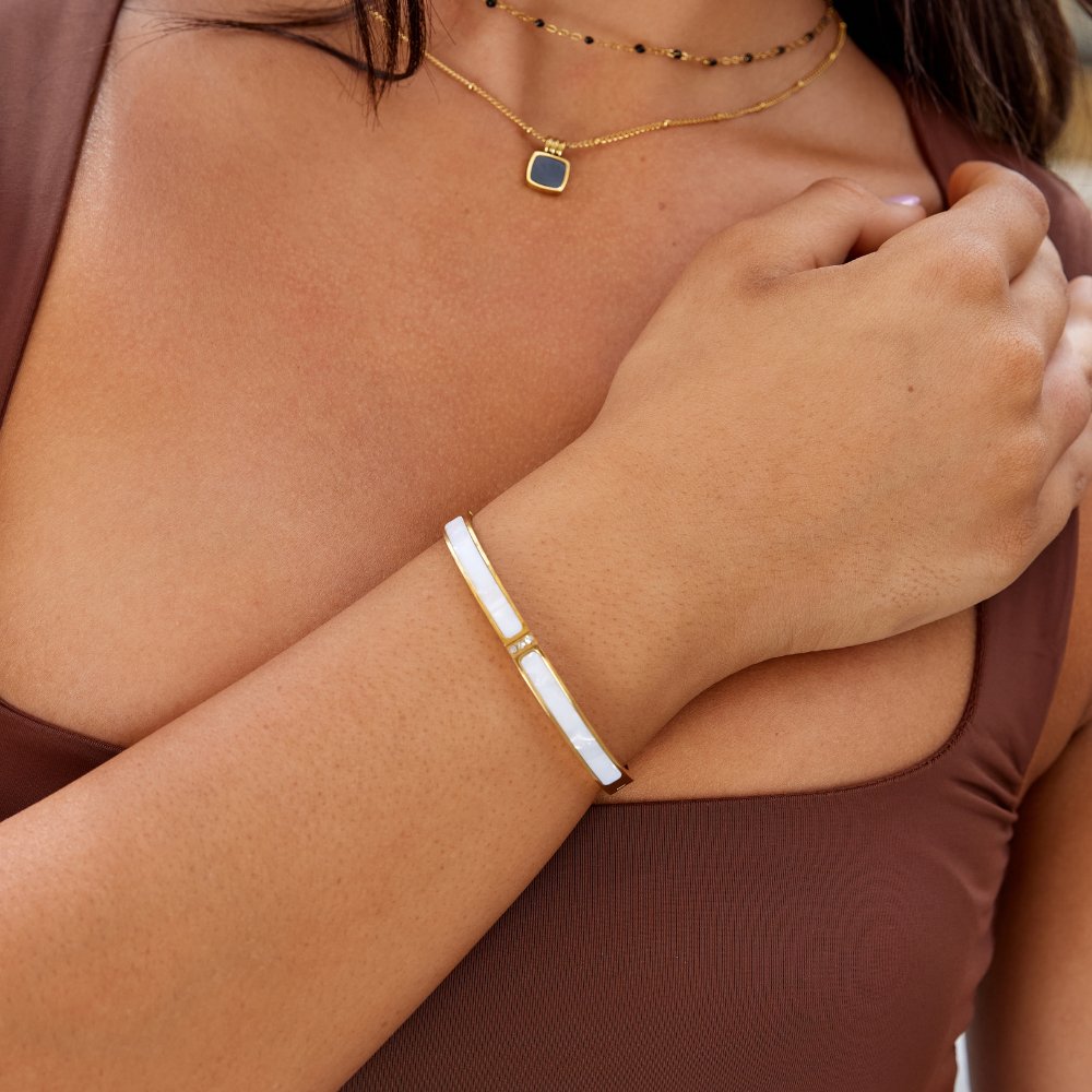 White Sky Gold Bangle