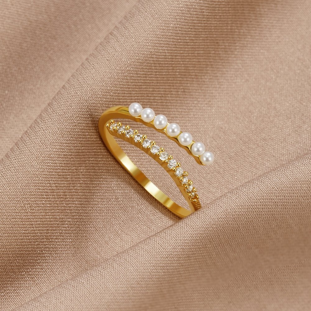 Camille  Pearl & Crystal Ring